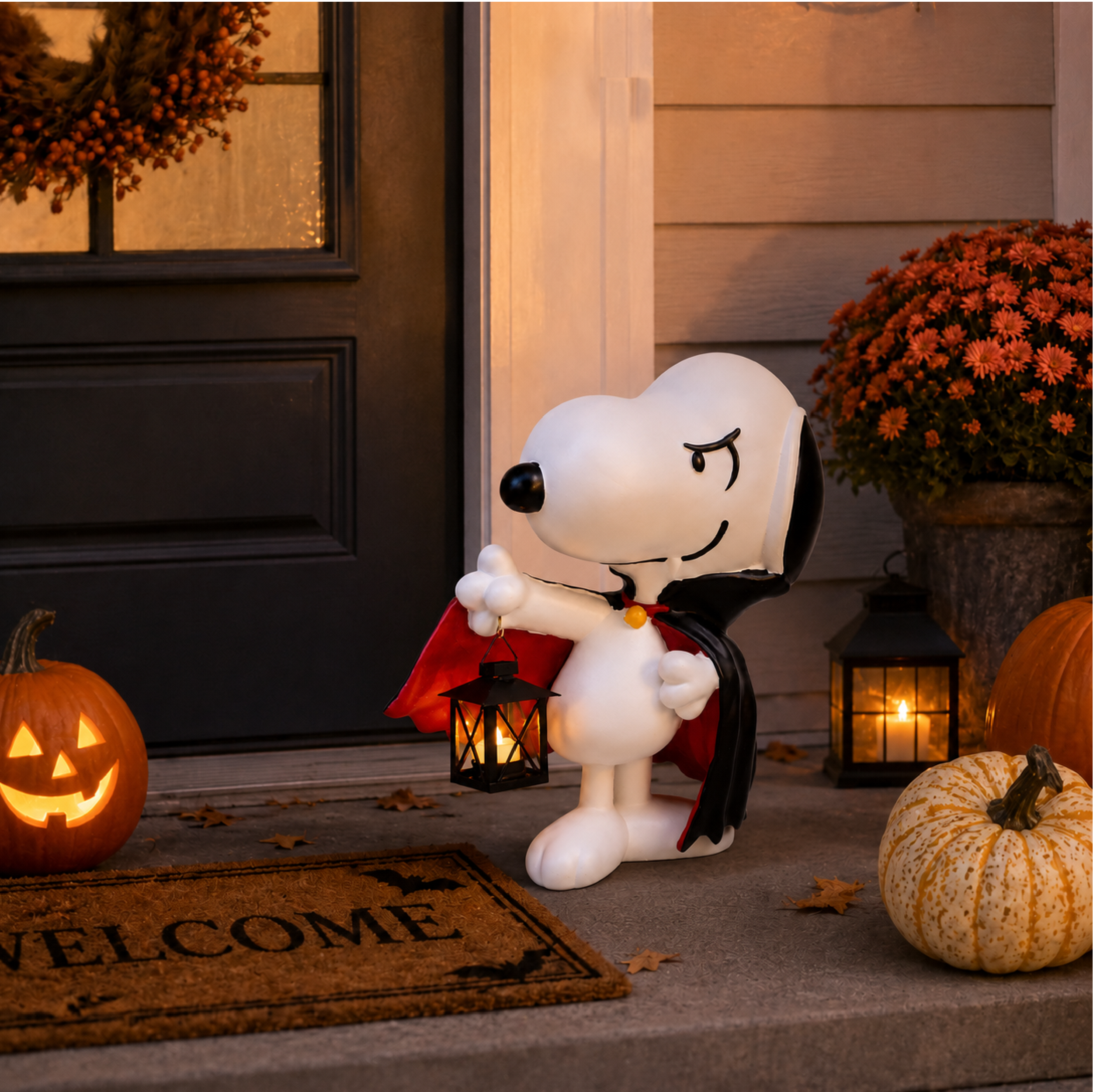 Peanuts Vampire Snoopy 17-Inch LED Lighted Halloween Porch Greeter Decor