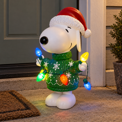 Peanuts Snoopy with C7 Bulbs Christmas LED Outdoor Door Greeter Statue, 17"