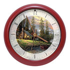 Thomas Kinkade Peaceful Retreat Meditative Nature Sound Clock, 8 Inch, Red
