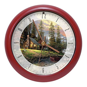 Thomas Kinkade Peaceful Retreat Meditative Nature Sound Clock, 8 Inch, Red