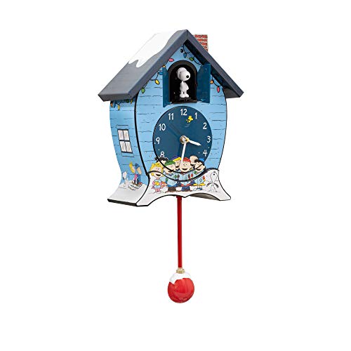 Peanuts Gang Linus and Lucy Song Blue Holiday Cuckoo Clock