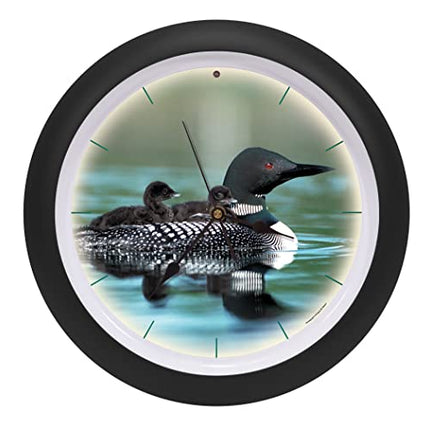 Call of The Loon Colorful Forest Green Sound Clock, 13 Inch