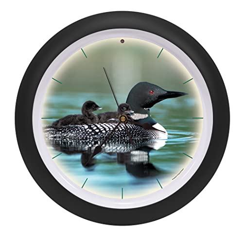 Call of The Loon Colorful Forest Green Sound Clock, 13 Inch