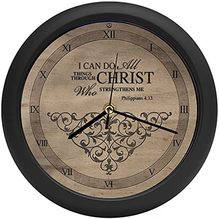 I Can Do All Things Inspirational, Three Hymn Sound Clock, 8 Inch, Natural Brown