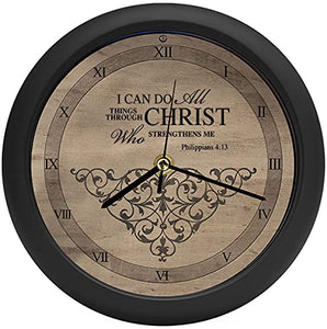 I Can Do All Things Inspirational Natural Brown 8 inch Three Hymn Sound Clock