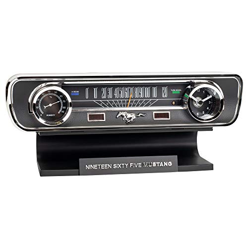 Ford 1965 Mustang Vintage Dashboard Tabletop Thermometer Sound Clock, 13 Inch