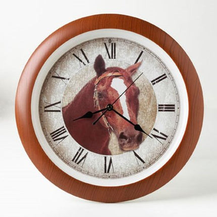 Vintage Farmhouse Collection Horse Sound Clock, 13 Inch, Natural Brown