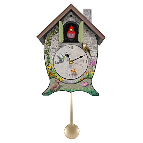 Garden Cottage Singing Cardinal Cuckoo Clock