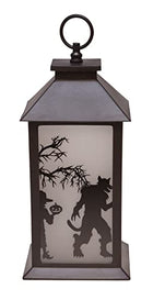 Werewolves and Witches Flameless LED Halloween Monsters Lantern, 13 Inch, Black