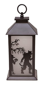 Werewolves and Witches Flameless LED Halloween Monsters Lantern, 13 Inch, Black