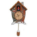 Snowy Cabin Singing Cardinal Sound Cuckoo Clock
