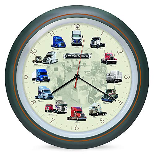 Freightliner Trucks Sound Clock, 13 Inch, Gunmetal Silver