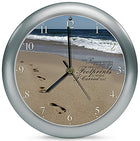 Footprints in The Sand Inspirational Three Hymn Sound Clock, 8 Inch, Silver