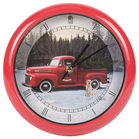 Vintage Ford Truck Christmas Carol Clock, Red, 8 Inch