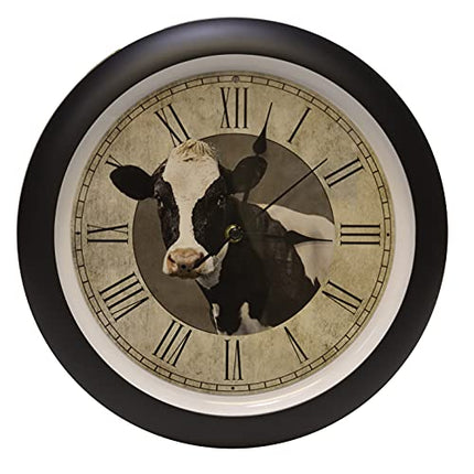Vintage Farmhouse Collection Cow Sound Clock, 13 Inch, Natural Brown