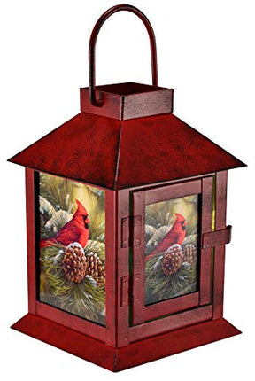 Wintertime Cardinal Lantern, 6.5 Inch, Red