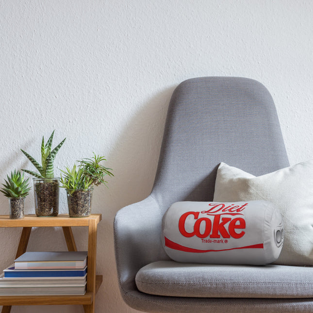 Coca Cola Diet Coke Can Classic Gray Embroidered Plush Throw Pillow, 13 in