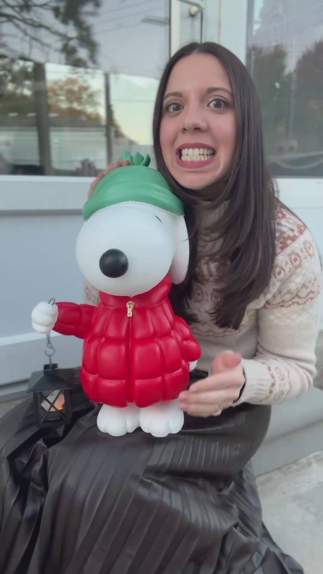 Peanuts Snoopy Puffer Jacket LED Porch Greeter, 17 Inch