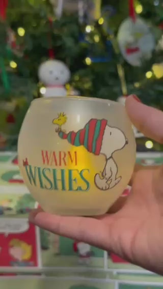 Peanuts Holiday Wishes Round Glass Votives, 3 Inch (Set of 3)