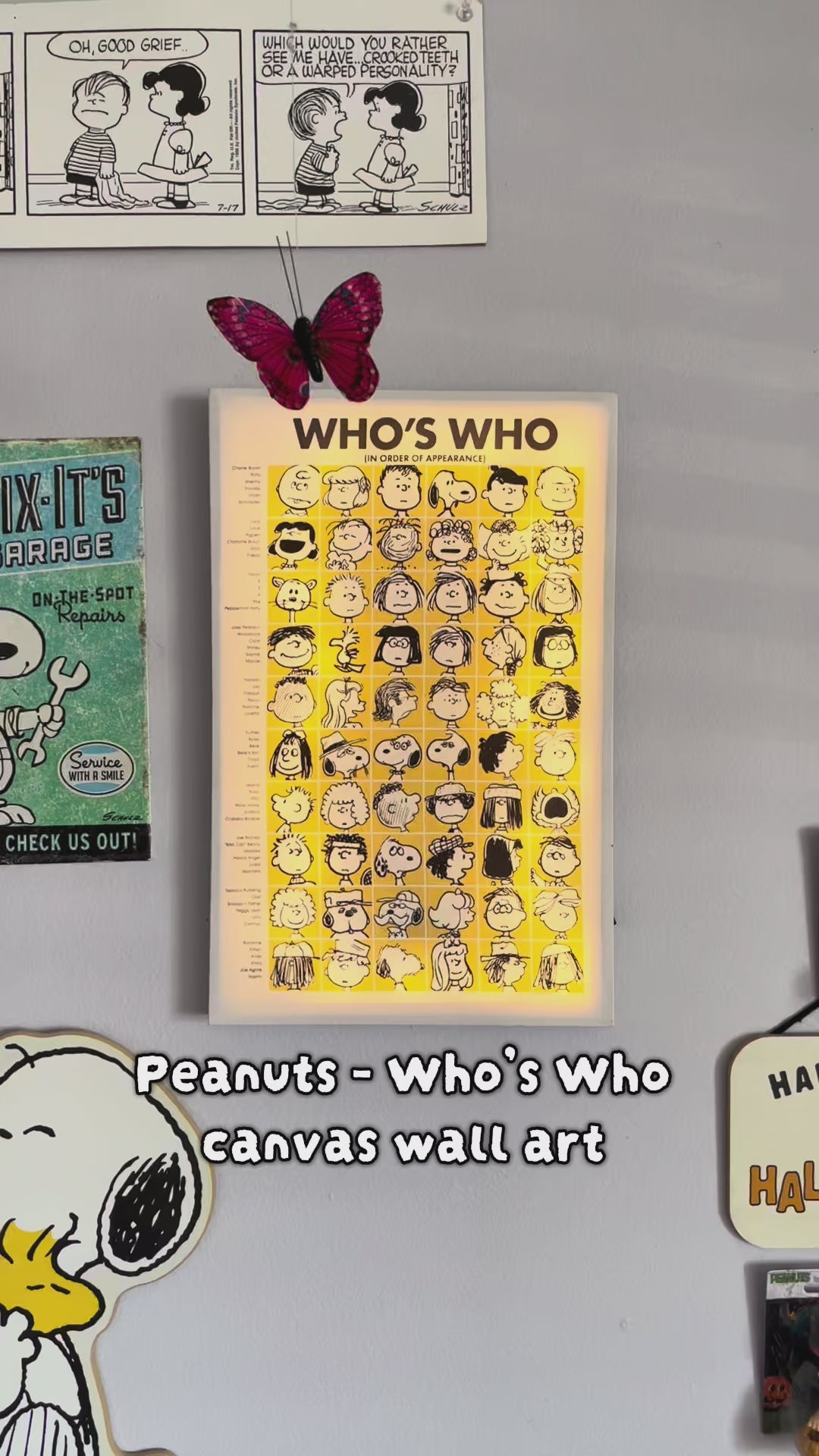 Peanuts Who's Who Characters LED Wrapped Canvas Wall Art, 16 x 12 Inch