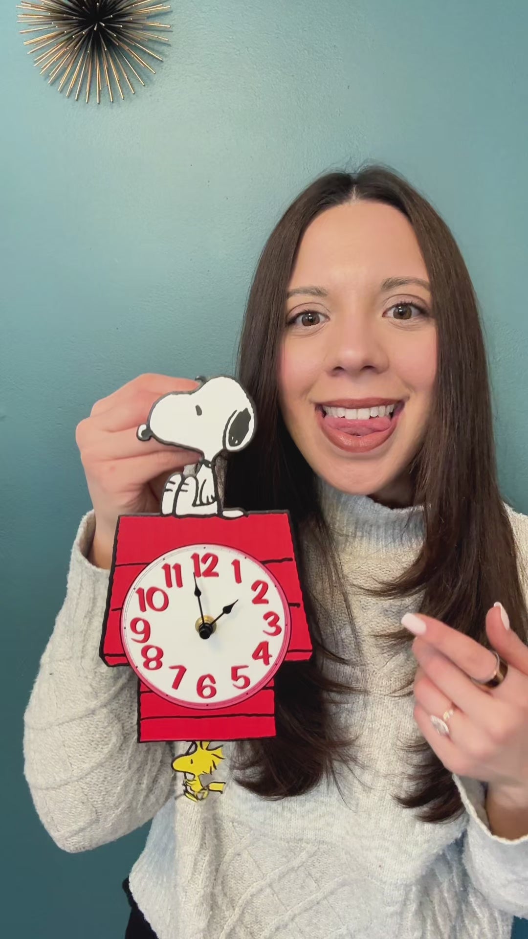 Peanuts Snoopy's Dog House with Woodstock Pendulum Pal Wall Clock, 12 Inch