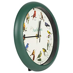 Audubon Society Singing Bird Clock, 8", Green