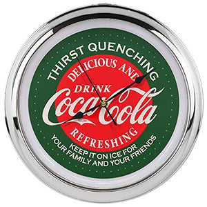 Coca Cola "Thirst Quenching" Chrome Frame 13" Wall Clock
