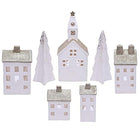 9pc Unglazed Porcelain Holiday House Village Set, 12