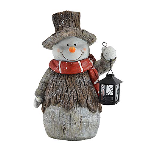 Woodsy Snowman Door Greeter w/LED Tea Light Lantern, 17