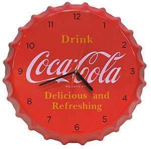 Coca Cola Bottle Cap Delicious and Refreshing Red 14" Metal Wall Clock