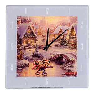Disney Dreams Mickey + Minnie Sweetheart Holiday  11" Glass Wall Clock