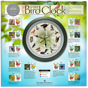 Limited Edition 20th Anniversary Singing Bird Wall Sound Clock, 13", Green