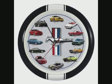Load and play video in Gallery viewer, History of Ford Mustang Engine Sound Clock, 13&quot; Black
