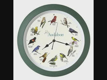 Load and play video in Gallery viewer, Audubon Society Singing Bird Clock, 13&quot;, Green
