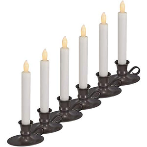 LED Taper 8" Vintage-Style Flameless Candles Set of 6 with Timer
