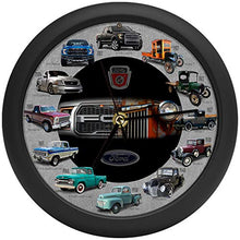 Load image into Gallery viewer, History of Ford Trucks Model T - F150 Sound Clock, 8&quot;, Black
