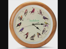 Load and play video in Gallery viewer, Audubon Society Singing Bird Clock, Oak Wood Frame, 13&quot;
