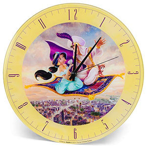 Disney Dreams Aladdin and Jasmine 12" Glass Wall Clock