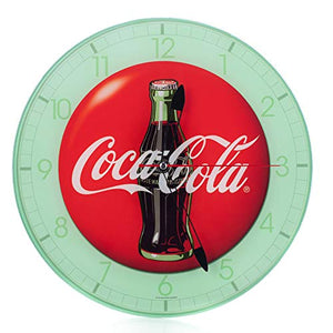 Coca Cola Bottle Vintage Red Button Logo 12" Glass Wall Clock