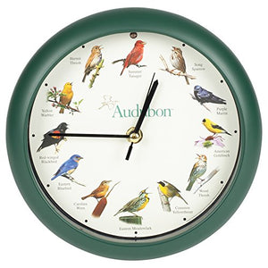 Audubon Society Singing Bird Clock, 8", Green