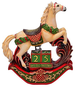 Countdown to Christmas Rocking Horse 12" Resin Holiday Décor Centerpiece