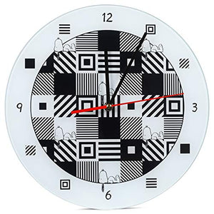 Peanuts Snoopy Geometric Black and White 12" Glass Wall Clock