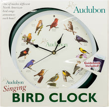 Load image into Gallery viewer, Audubon Society Singing Bird Clock, 13&quot;, Green

