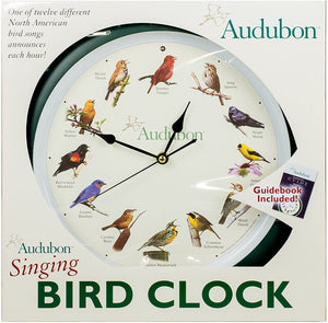 Audubon Society Singing Bird Clock, 13", Green