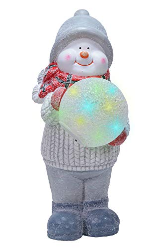Snowman Holding LED Lit Snowball 17