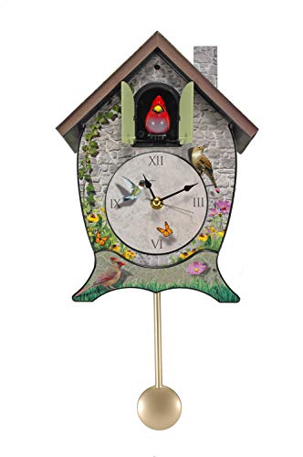 Garden Cottage Singing Cardinal Cuckoo Clock