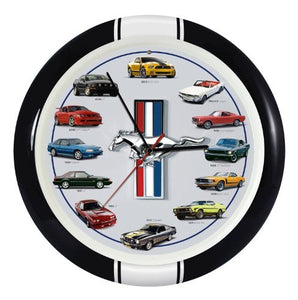 History of Ford Mustang Engine Sound Clock, 13" Black